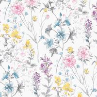 Vliestapete Wild Meadow - Multicolor, Basics, Papier/Kunststoff (52/1000cm)