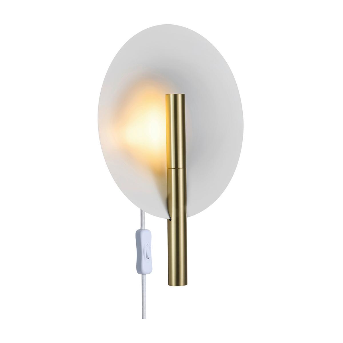 Wandleuchte Furiko Weiß Messingfarben - Messingfarben/Weiß, Design, Metall (31,6cm) - Nordlux