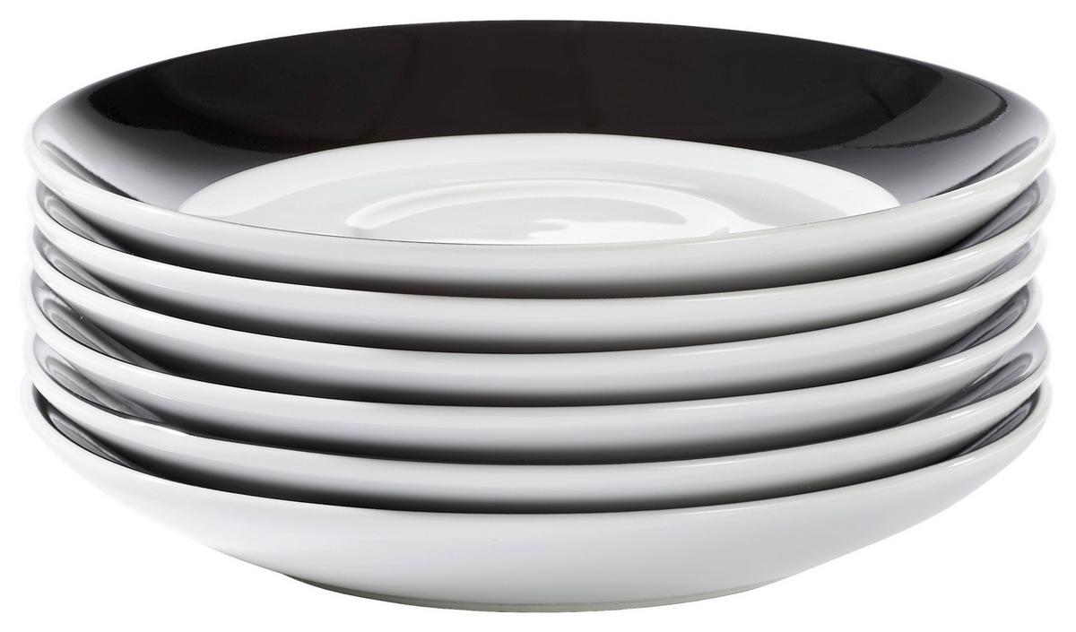 Untertassenset Schwarz Weiß 6-teilig D:14,5cm - Schwarz/Weiß, Basics, Keramik (14,5cm) - Van Well