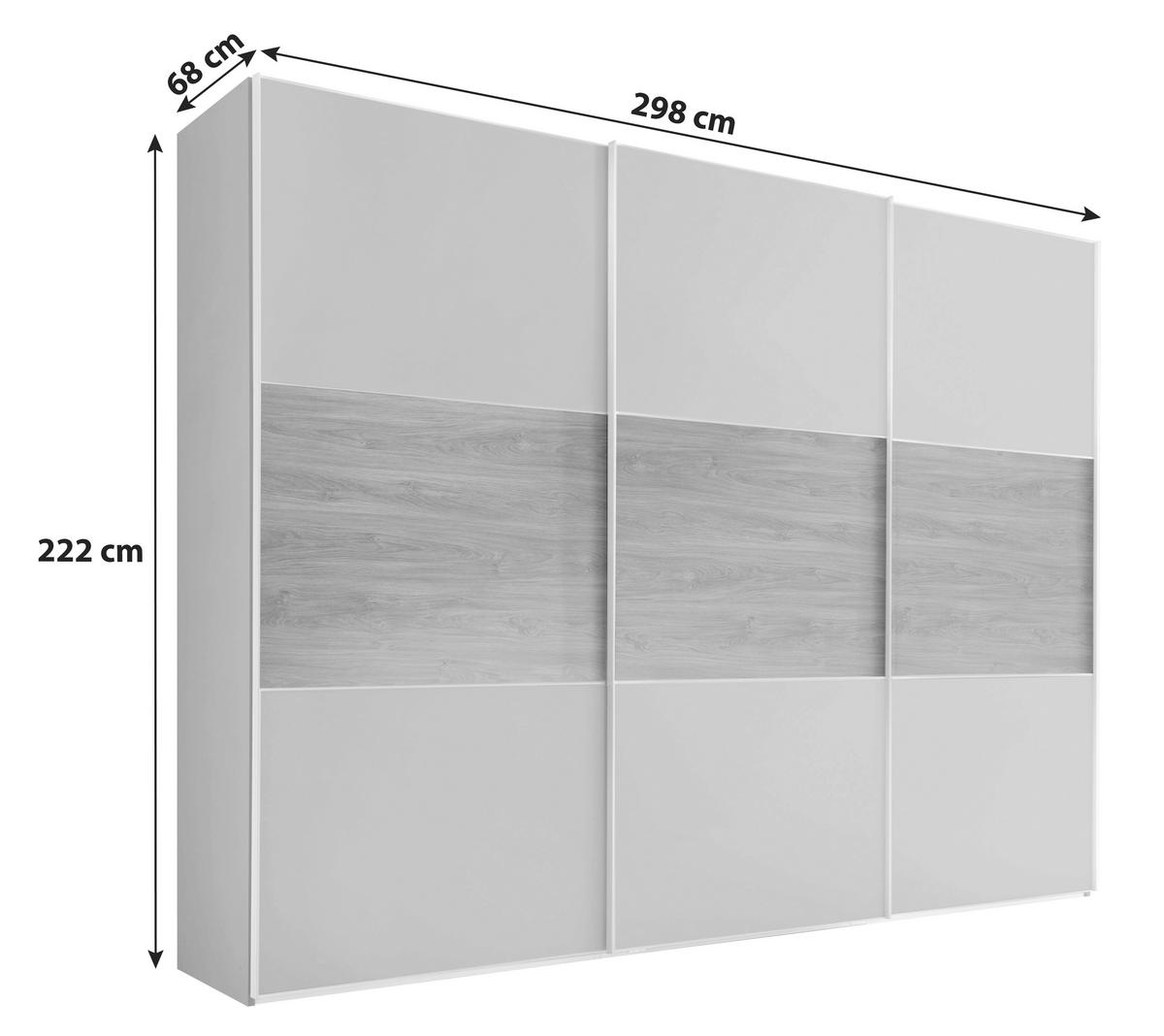 Schwebetürenschrank 298cm Includo Grau/artisan Eiche - Eiche Artisan/Grau, Design (298/222/68cm) - MID.YOU