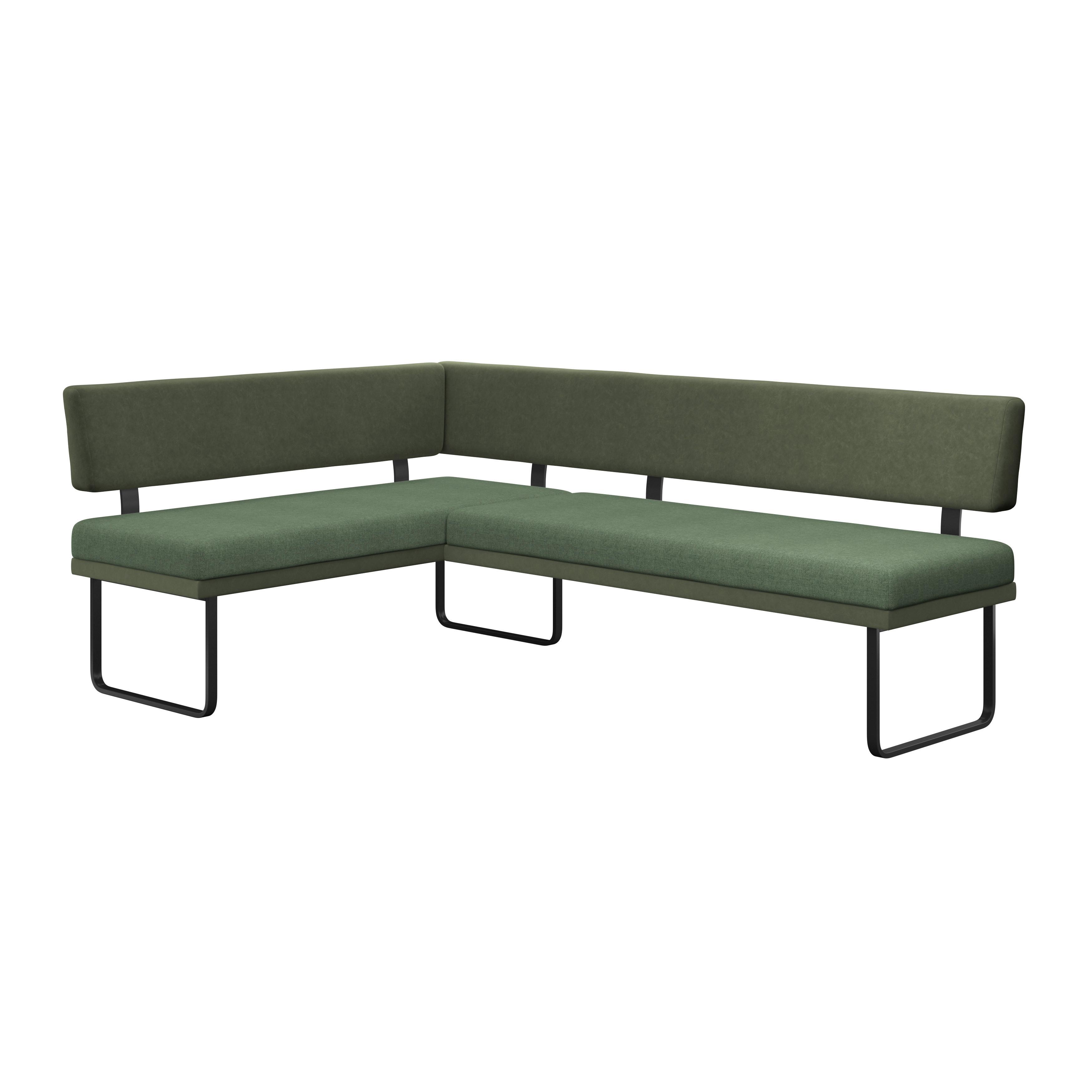 Eckbank Kian Webstoff Grün,  S:164x233 cm - Schwarz/Grün, Trend, Textil/Metall (164/233cm)