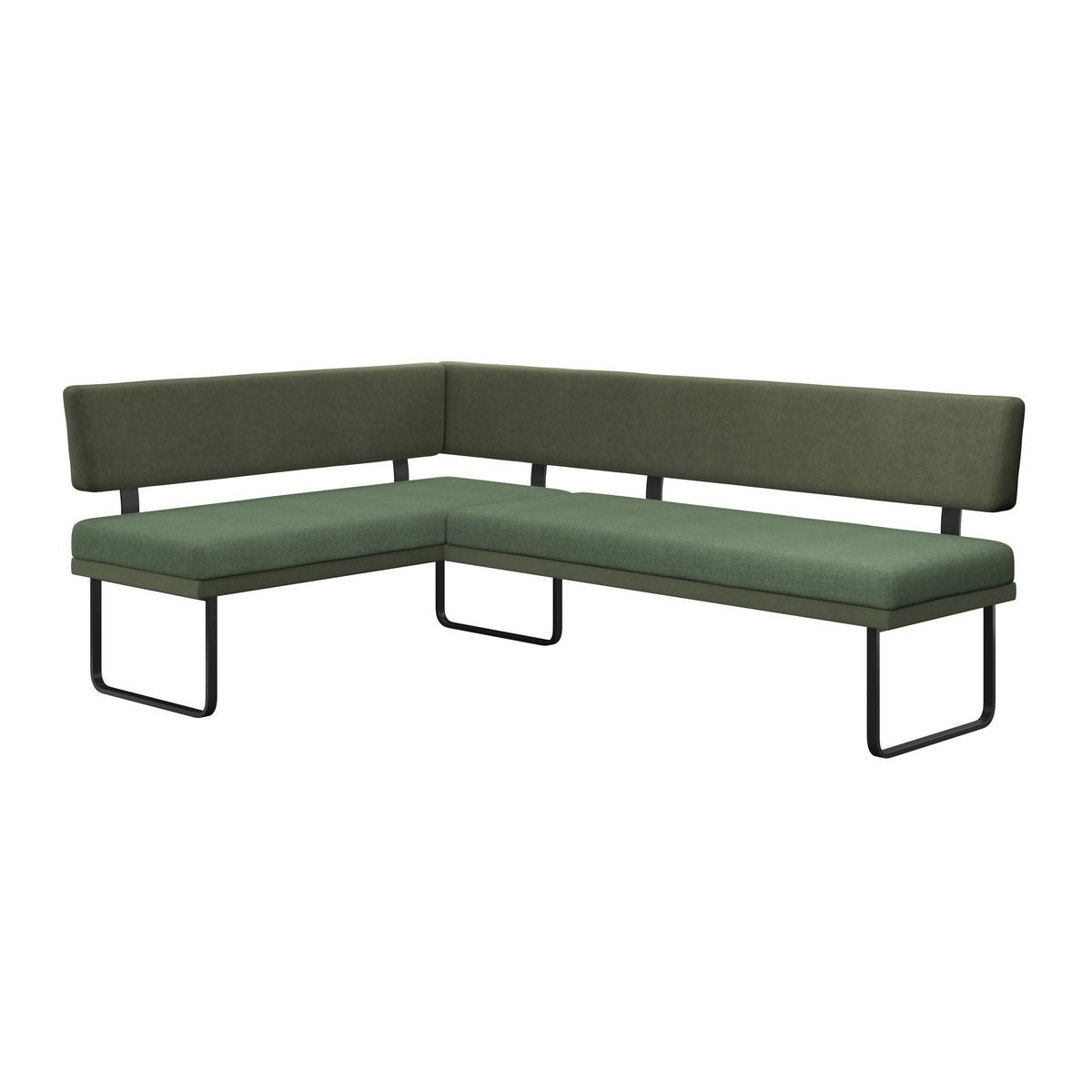 Eckbank Kian Webstoff Grün,  S:164x233 cm - Schwarz/Grün, Trend, Textil/Metall (164/233cm)