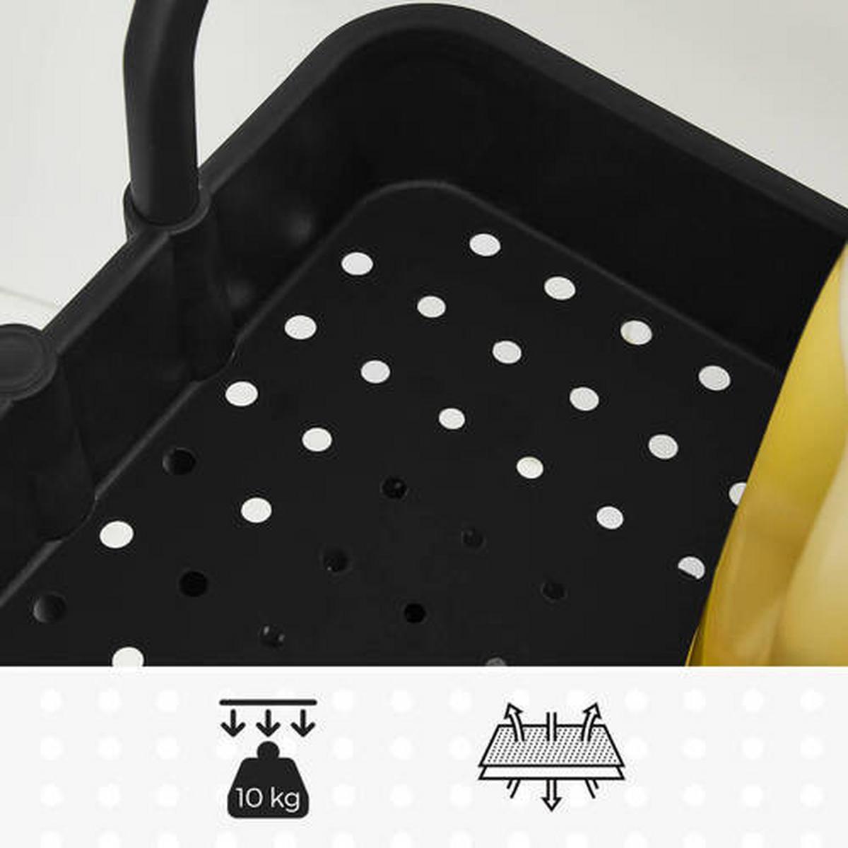 Allzweckwagen Songmics Mit 3 Fächern+2 Einhängefächer - Schwarz, Basics, Metall (41,6/33,5/86,3cm) - Boxxx