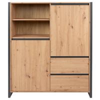 Highboard grifflos 120 cm Denver 51, Eiche/Anthrazit - Eichefarben/Anthrazit, MODERN, Holzwerkstoff (120/140/40cm) - MID.YOU