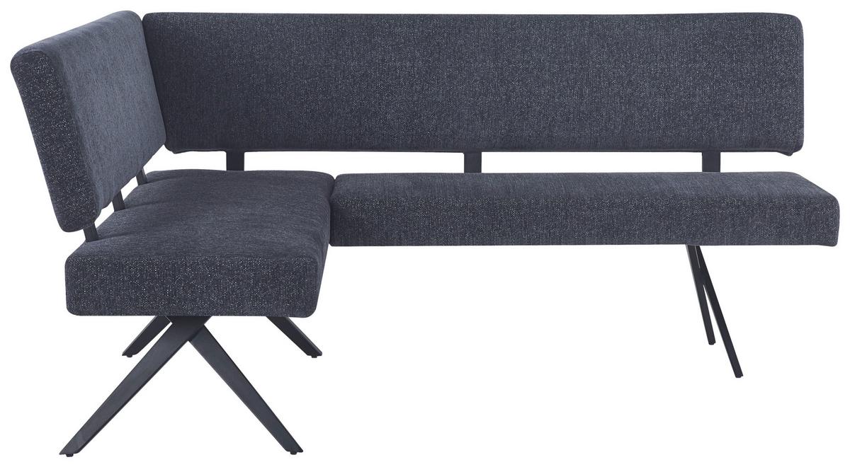 Eckbank Chios Leinenoptik Grau, S: 150x190cm - Dunkelgrau/Schwarz, KONVENTIONELL, Textil/Metall (150/190cm) - MID.YOU