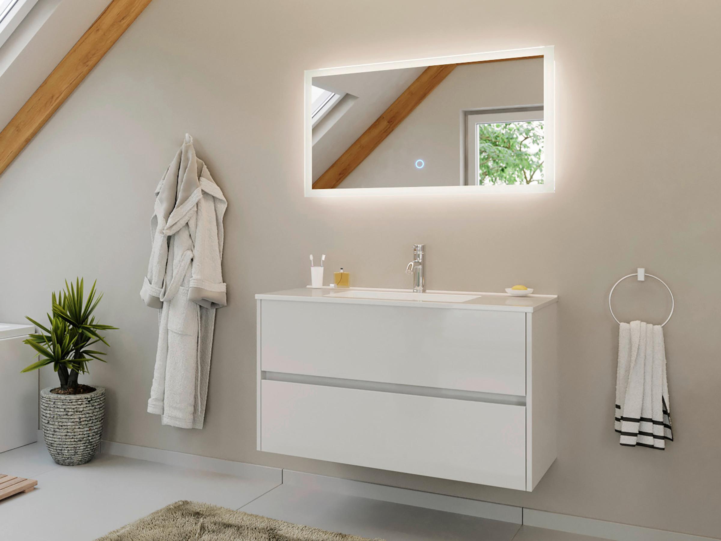BADEZIMMER Limes, Weiß HG B: 100 cm - Weiß Hochglanz/Weiß, Basics, Keramik/Holzwerkstoff (100cm) - MID.YOU