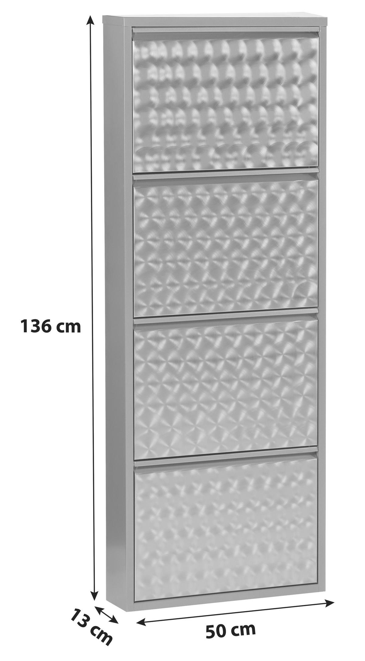 Schuhkipper Mac 4 Klappen Grau B: 50 cm - Grau, Basics, Metall (50/136/13cm)