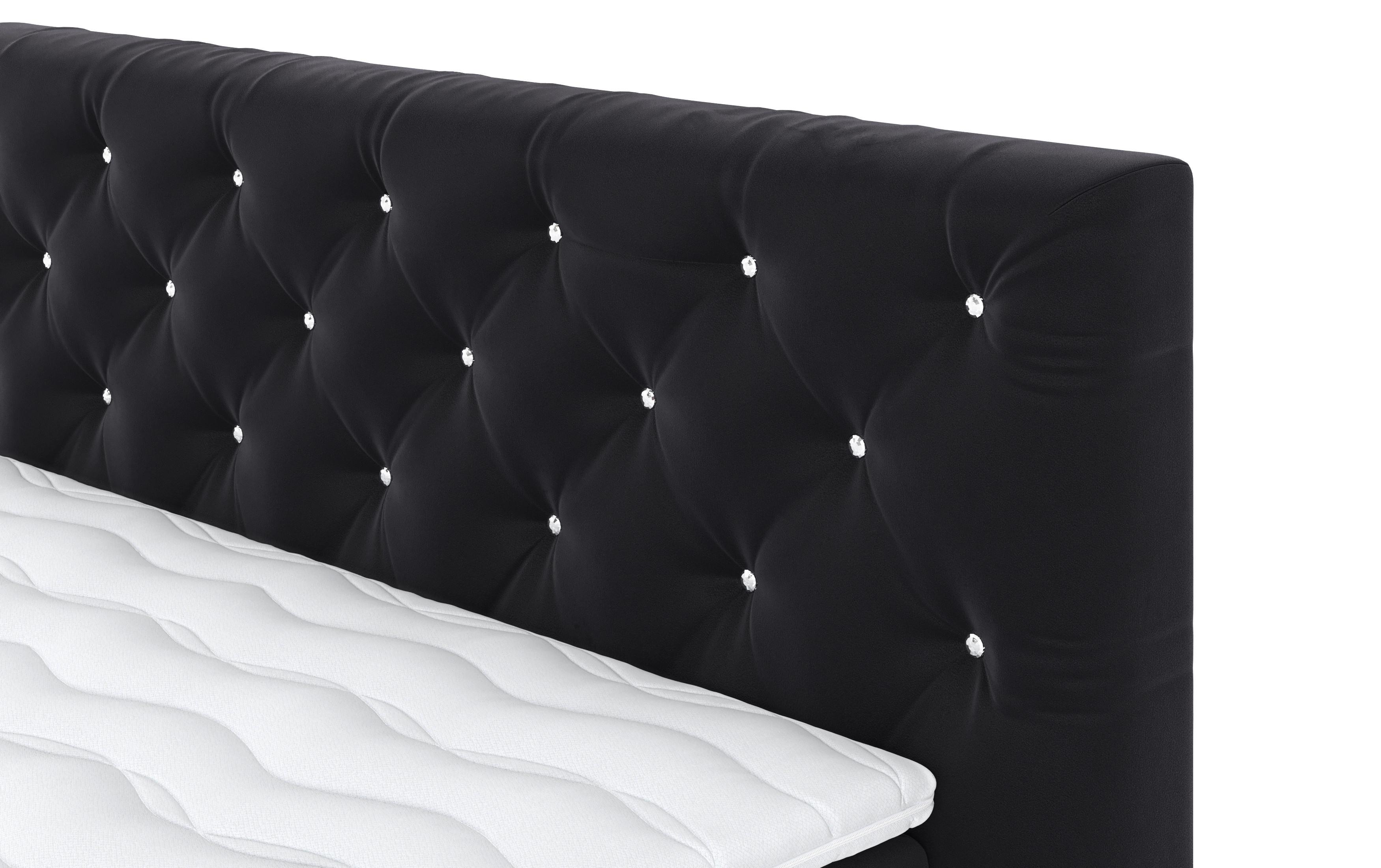 Boxspringbett Castle Schwarz Lf: 180x200 Cm - Schwarz, Holzwerkstoff/Textil (180/200cm) - MID.YOU