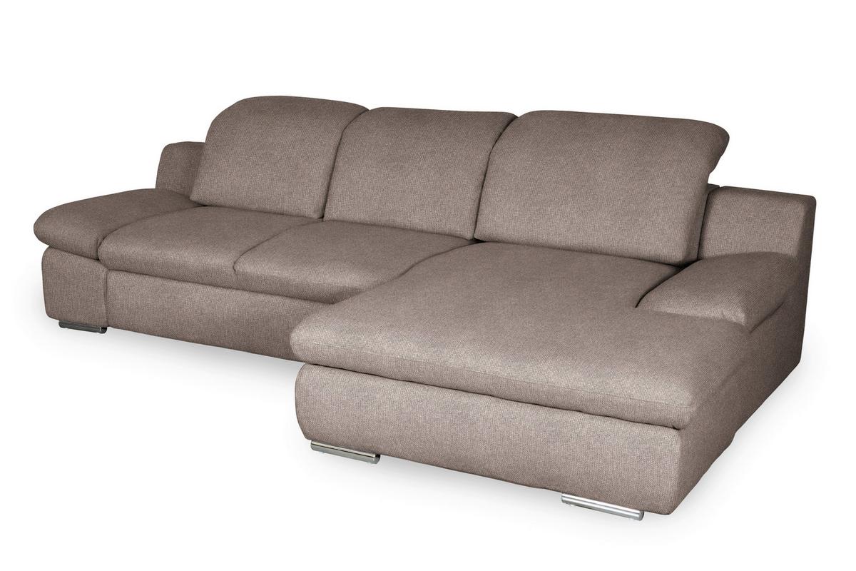 Ecksofa Isona Taupe Chenille - Taupe/Chromfarben, Design, Textil (286/165cm) - Livetastic