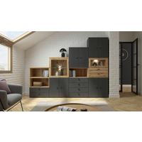 Stapelprogramm Sixty-Four - Eichefarben/Anthrazit, Trend, Holzwerkstoff (256/192/35cm)