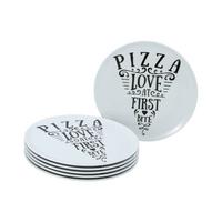 Tanier na pizzu PIZZA LOVE, 6-dielny - biela, Trend, keramika (33cm) - Creatable