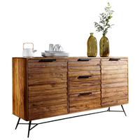 Sideboard Sheesham Sheeshamfarben B: 160 Cm - Sheeshamfarben/Schwarz, Design, Holz (160/88/40cm) - MID.YOU