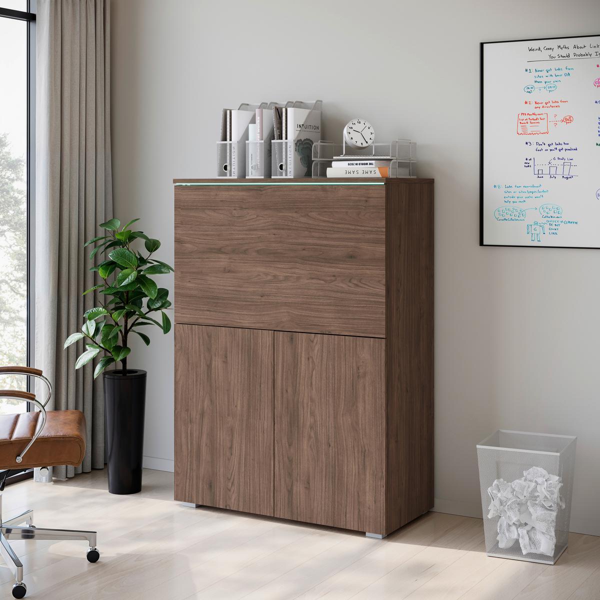 Sekretär Vera 90 Nussbaumfarben B: 90cm - Nussbaumfarben/Grau, Design, Holzwerkstoff (90/125,1/42cm) - P & B
