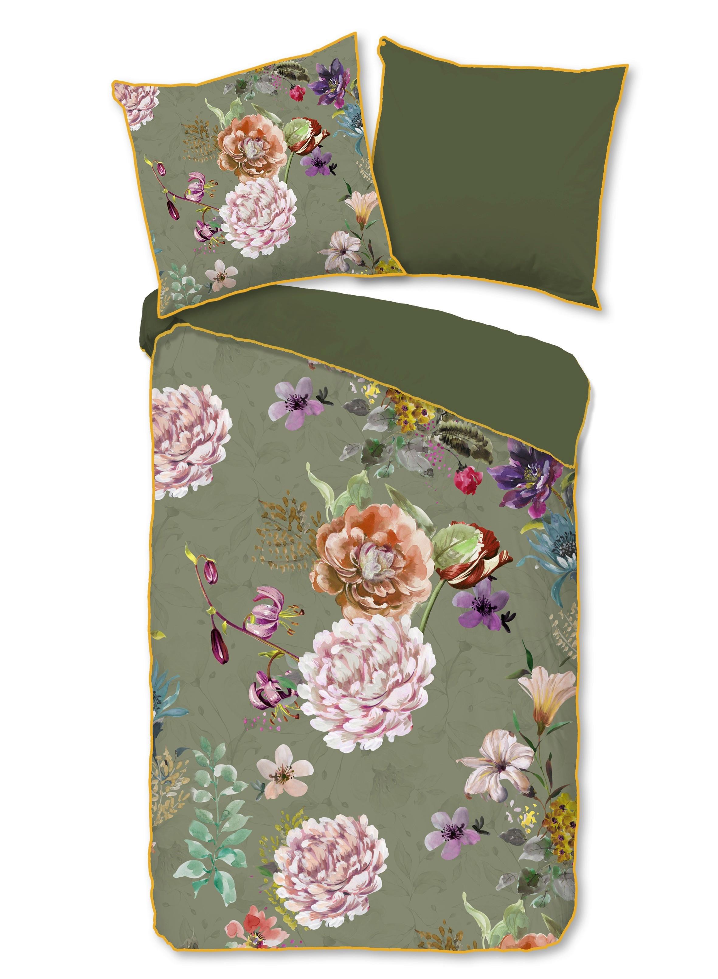 Wendebettwäsche Parma Grün Olivgrün 155x220 cm - Olivgrün/Grün, Design, Textil (155/220cm)