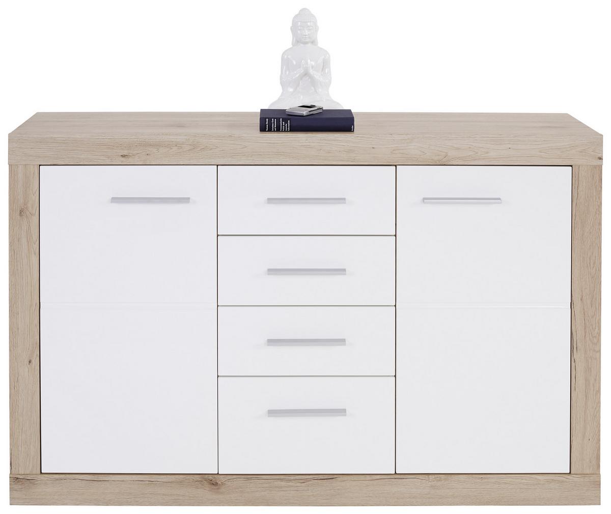 ŠIROKÁ KOMODA MALTA - čierna/biela, Modern, kompozitné drevo/plast (138/86/35cm)