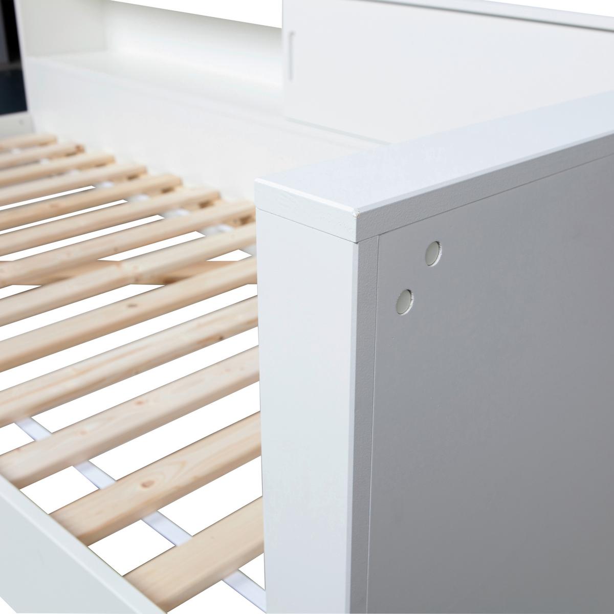 Bett Connect für Lattenrost Geeignet, Weiß 90x200 cm - Weiß, Design, Holz (90/200cm) - Livetastic