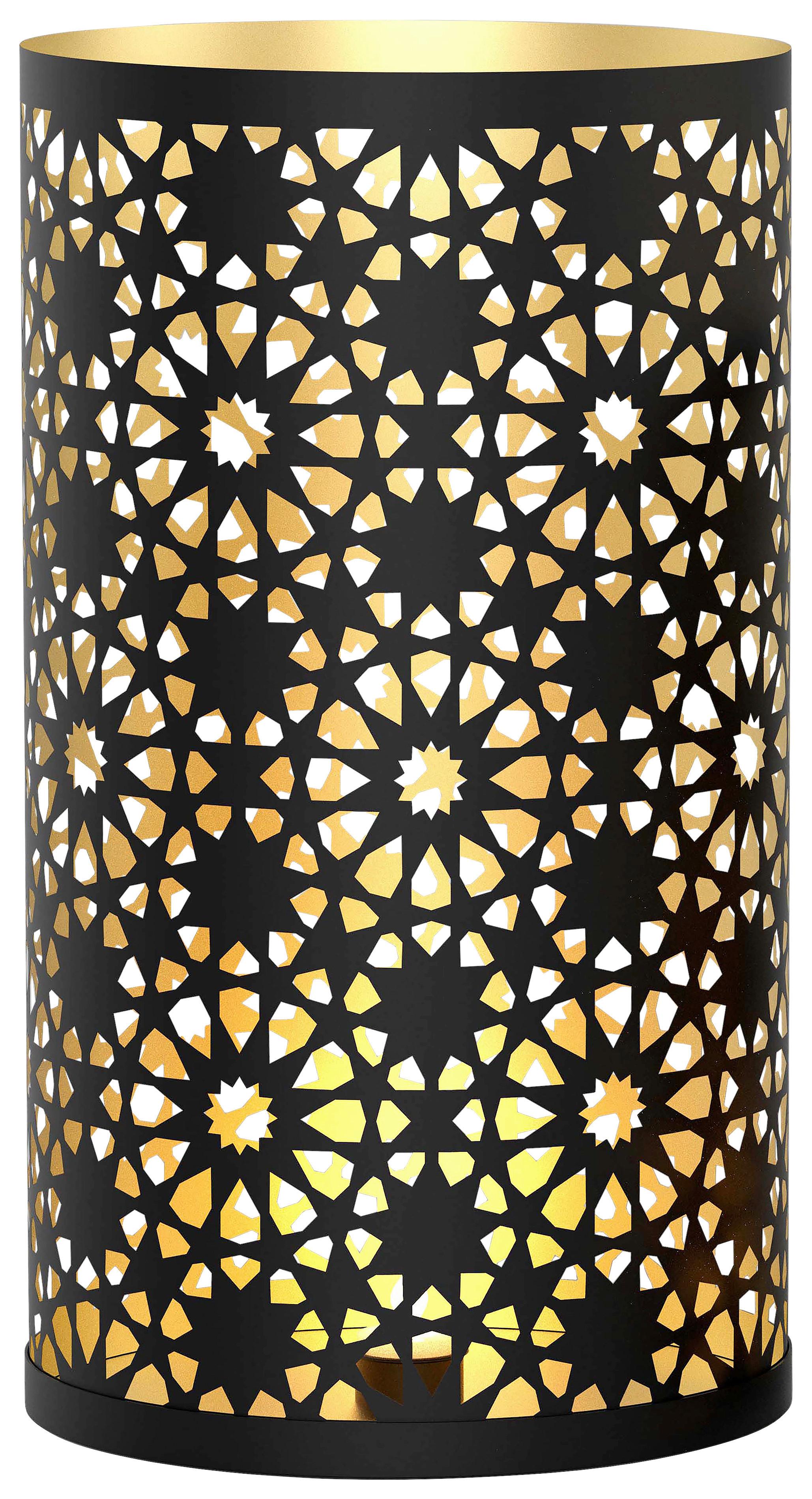 Laterne Denise - Goldfarben/Schwarz, KONVENTIONELL, Metall (13/25cm) - Luca Bessoni