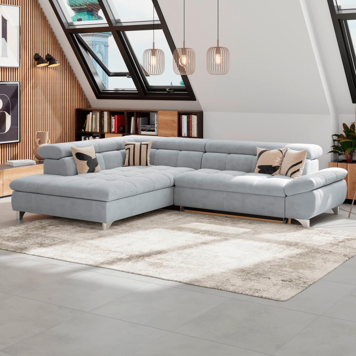 Ecksofa Gemini Grau, B: 234cm - Chromfarben/Grau, KONVENTIONELL, Textil (234/312cm)
