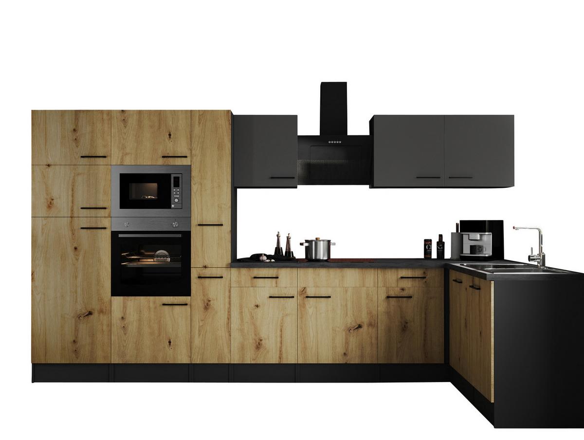 Eckküche Oliver Grau/artisan Dekor S:370x172cm - Eiche Artisan/Grau, Design, Holzwerkstoff (370/172cm) - Respekta