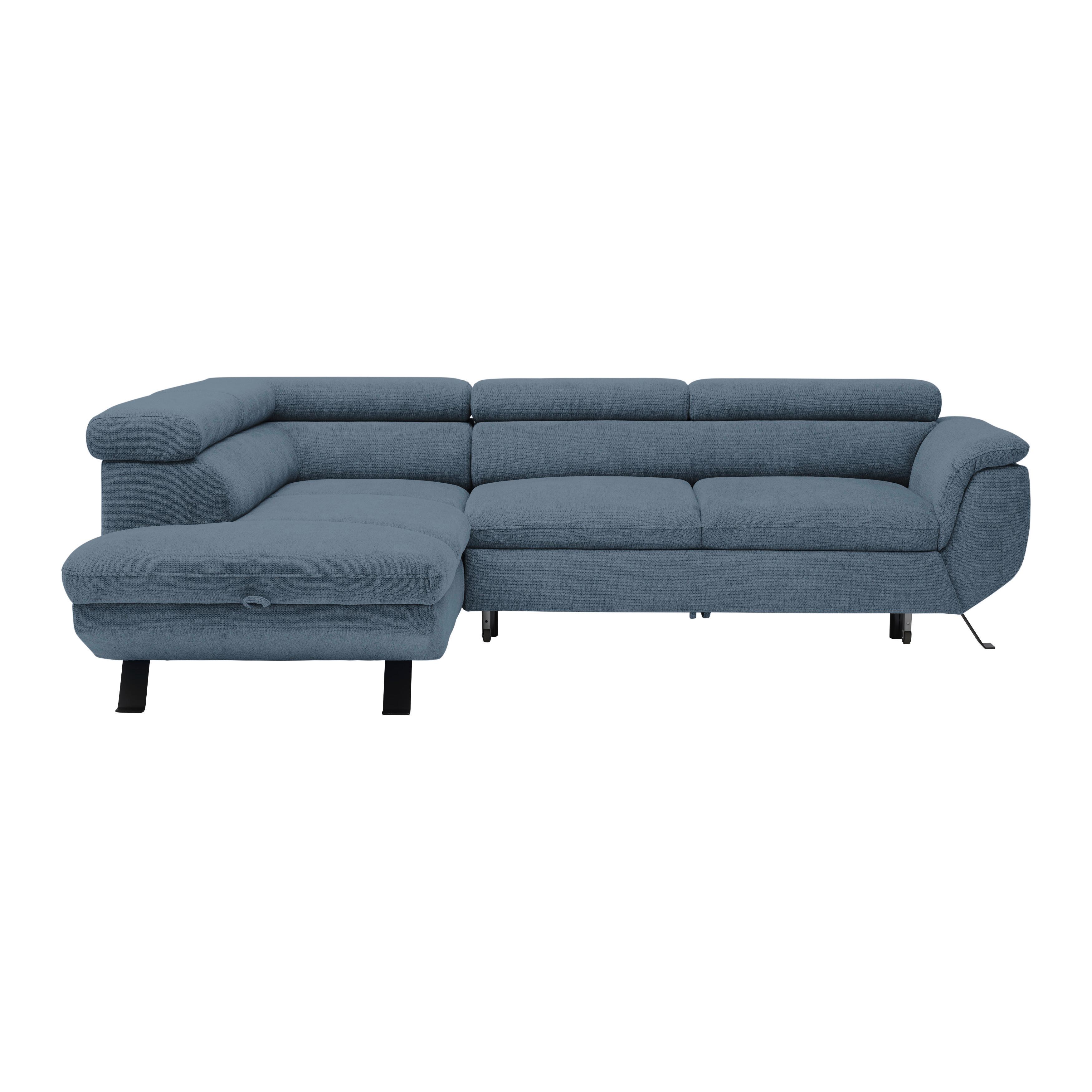 Rohová sedačka RAVEN, levá, královská modrá - černá/královská modrá, Moderní, kov/textil (198/257cm) - Mömax