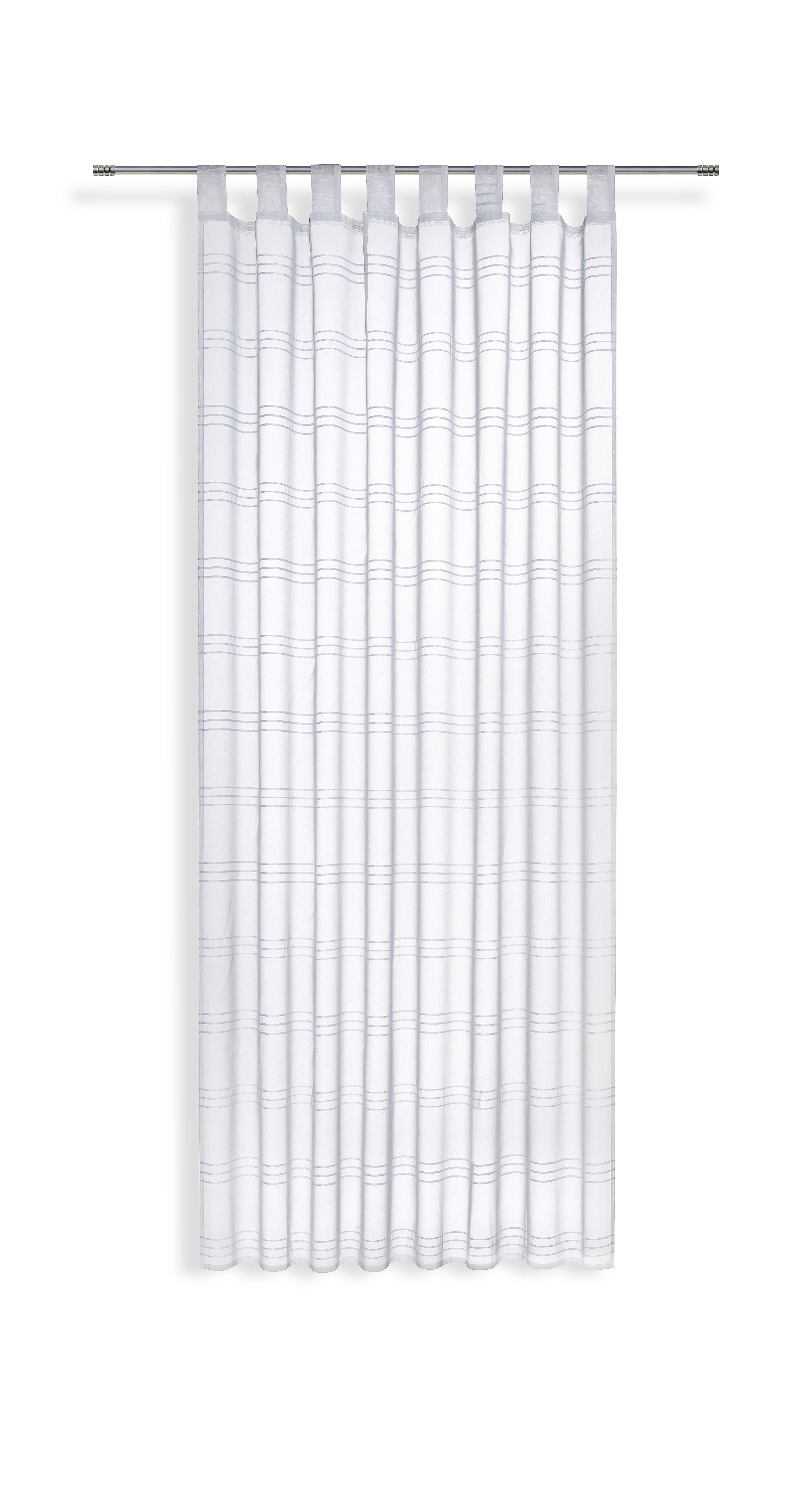 Vorhang mit Schlaufen und Band Halina 145x245 cm Weiß/ Taupe - Weiß, KONVENTIONELL, Textil (145/245cm) - Luca Bessoni