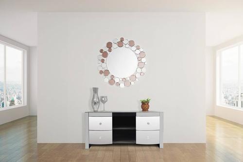 Wandspiegel Bubble Rund 80 cm Metallrahmen Rosa/Silberfarben - Silberfarben/Rosa, Basics, Glas/Metall (80/80/3cm) - Kayoom