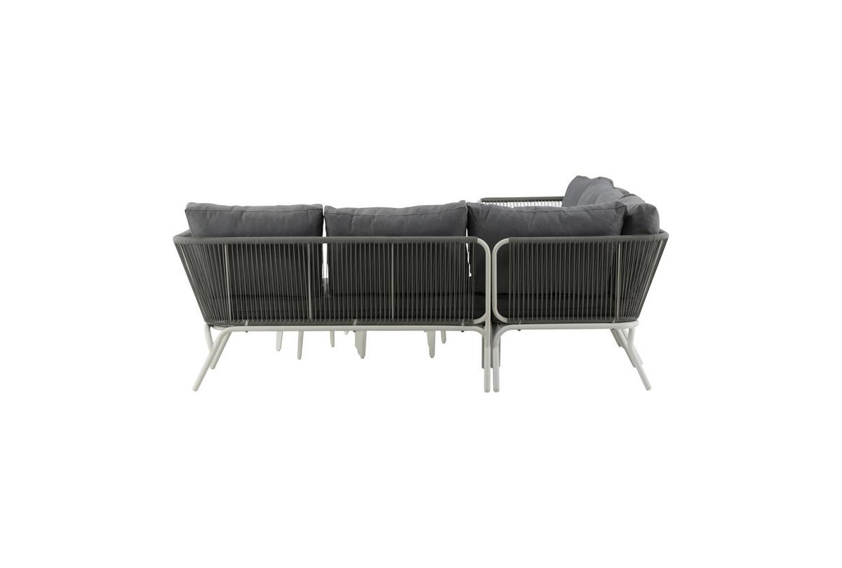 Loungegarnitur 4-tlg Roxo Metall/textil Mit Kissen - Weiß/Grau, KONVENTIONELL, Textil/Metall - Gardenson