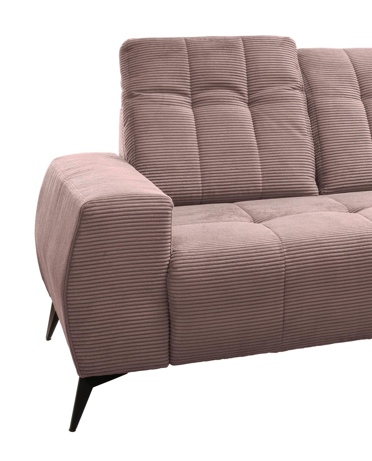 Ecksofa mit USB Anschluss Sano, Rosa, S: 258x180 cm - Schwarz/Rosa, MODERN, Textil (258/180cm) - Livetastic