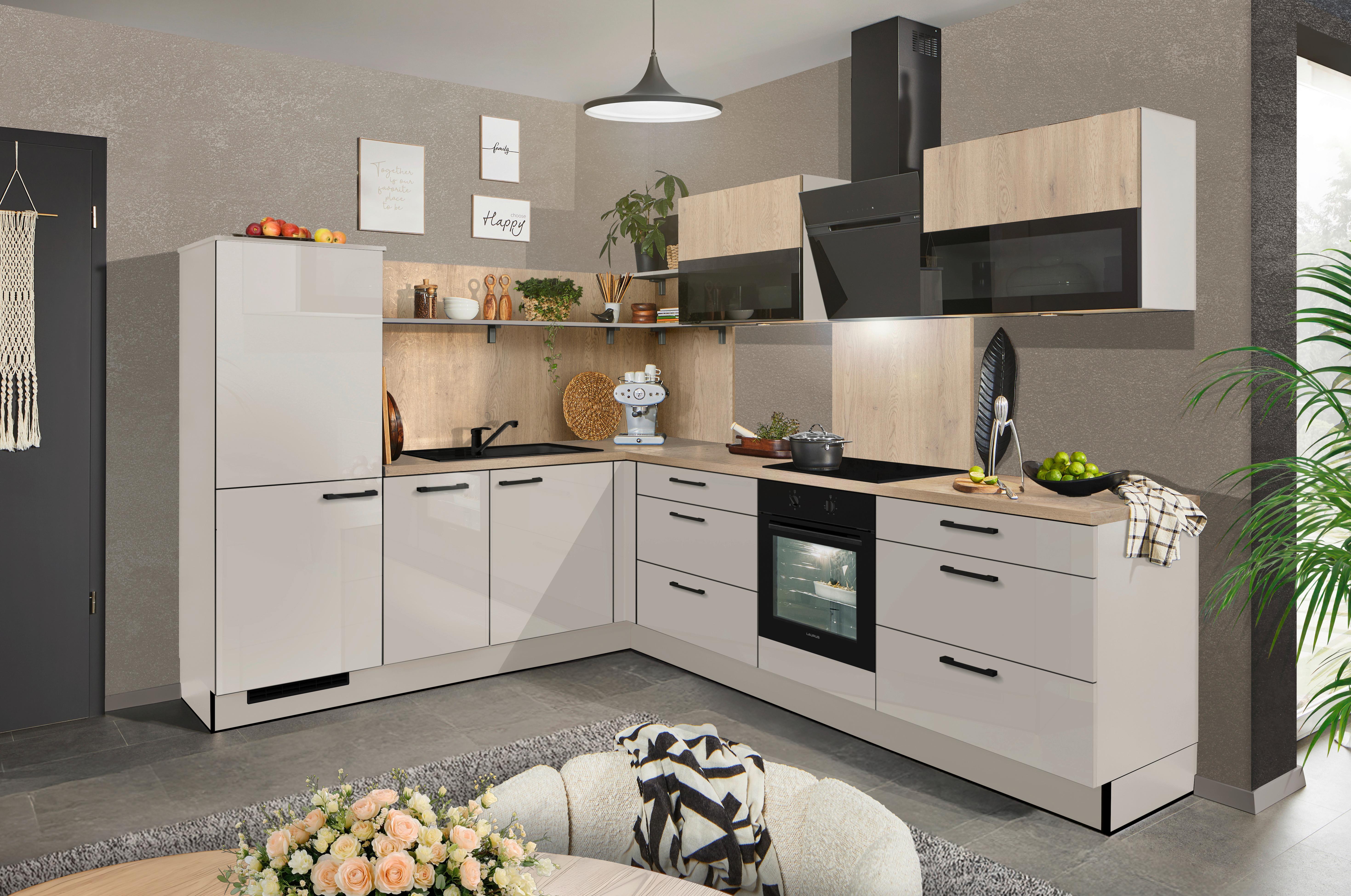 Eckküche Pn215/pn100 - Kaschmir/Eichefarben, MODERN, Holzwerkstoff (230/285cm) - Pino