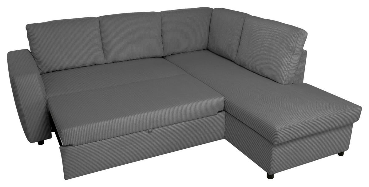 Ecksofa mit Schlaffunktion Toulouse anthrazit, 224x206cm - Anthrazit/Schwarz, Trend, Holz/Holzwerkstoff (224/206cm)