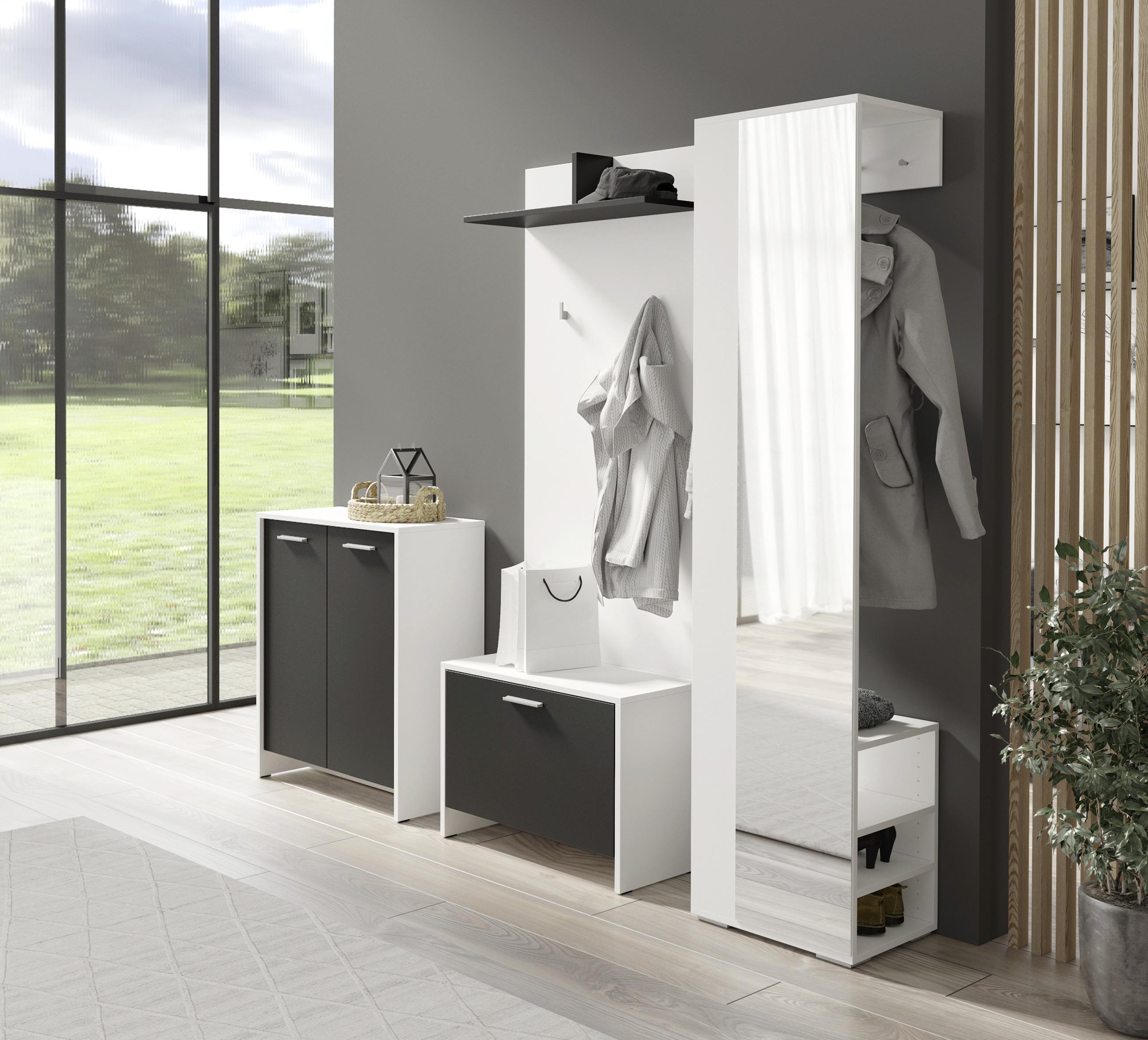 Garderobenschrank Ben B: 40cm Weiß - Weiß, MODERN, Glas/Holzwerkstoff (40/185/35cm) - MID.YOU