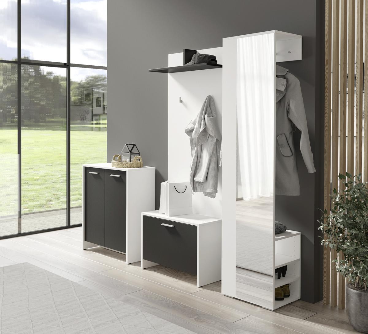 Garderobenschrank Ben B: 40cm Weiß - Weiß, MODERN, Glas/Holzwerkstoff (40/185/35cm) - MID.YOU