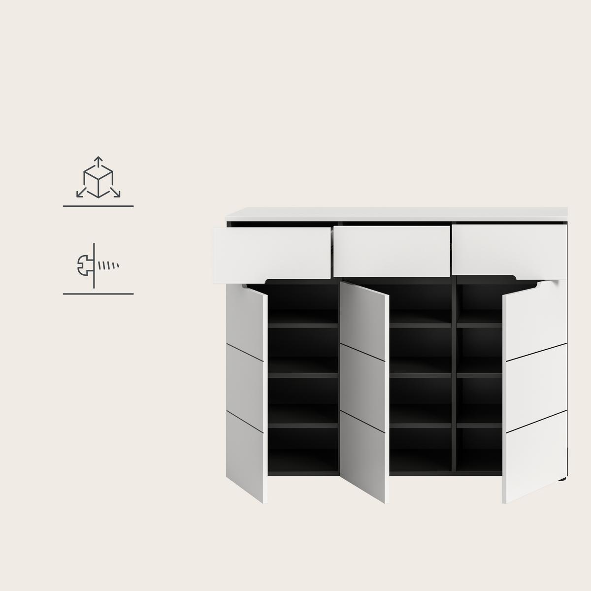 Schuhschrank Canu Grau/Weiß B: 120 cm - Schwarz/Weiß, Design, Holzwerkstoff (120/94/37cm) - Livetastic