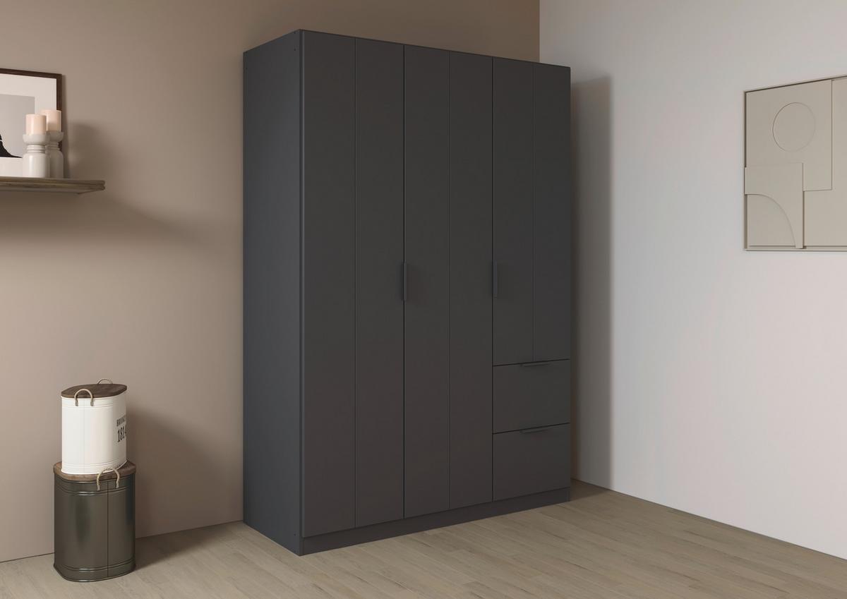 DREHTÜRENSCHRANK Ella Grau B: 136cm - Grau, MODERN, Holzwerkstoff (136/197/54cm) - Rauch Möbel