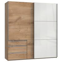 Schwebetürenschrank mit Laden B:200cm Level Weiß/Eiche Dekor - Eichefarben/Weiß, MODERN, Holzwerkstoff (200/216/65cm) - MID.YOU