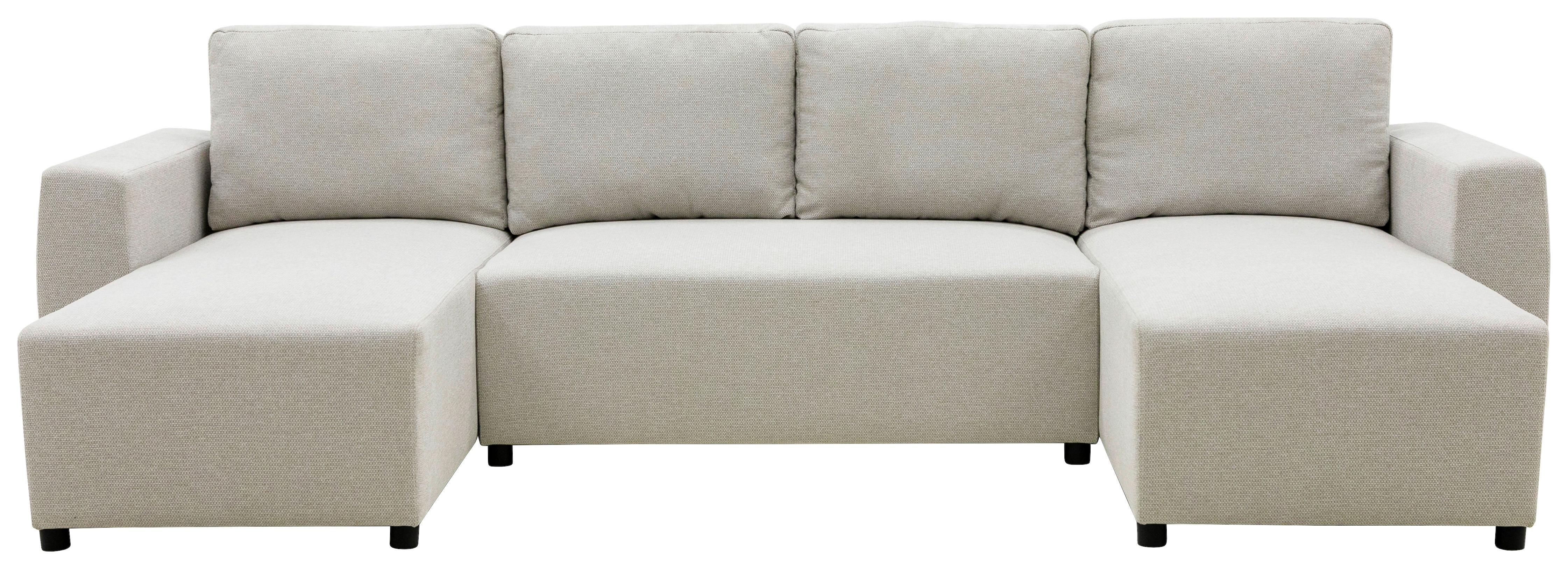 Wohnlandschaft Pharell Mit Schlaffunktion Beige - Beige/Schwarz, Basics, Textil (155/297/155cm) - Livetastic