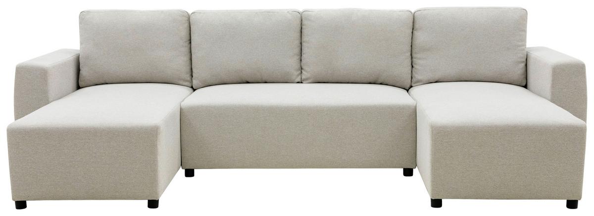 Wohnlandschaft Pharell Mit Schlaffunktion Beige - Beige/Schwarz, Basics, Textil (155/297/155cm) - Livetastic