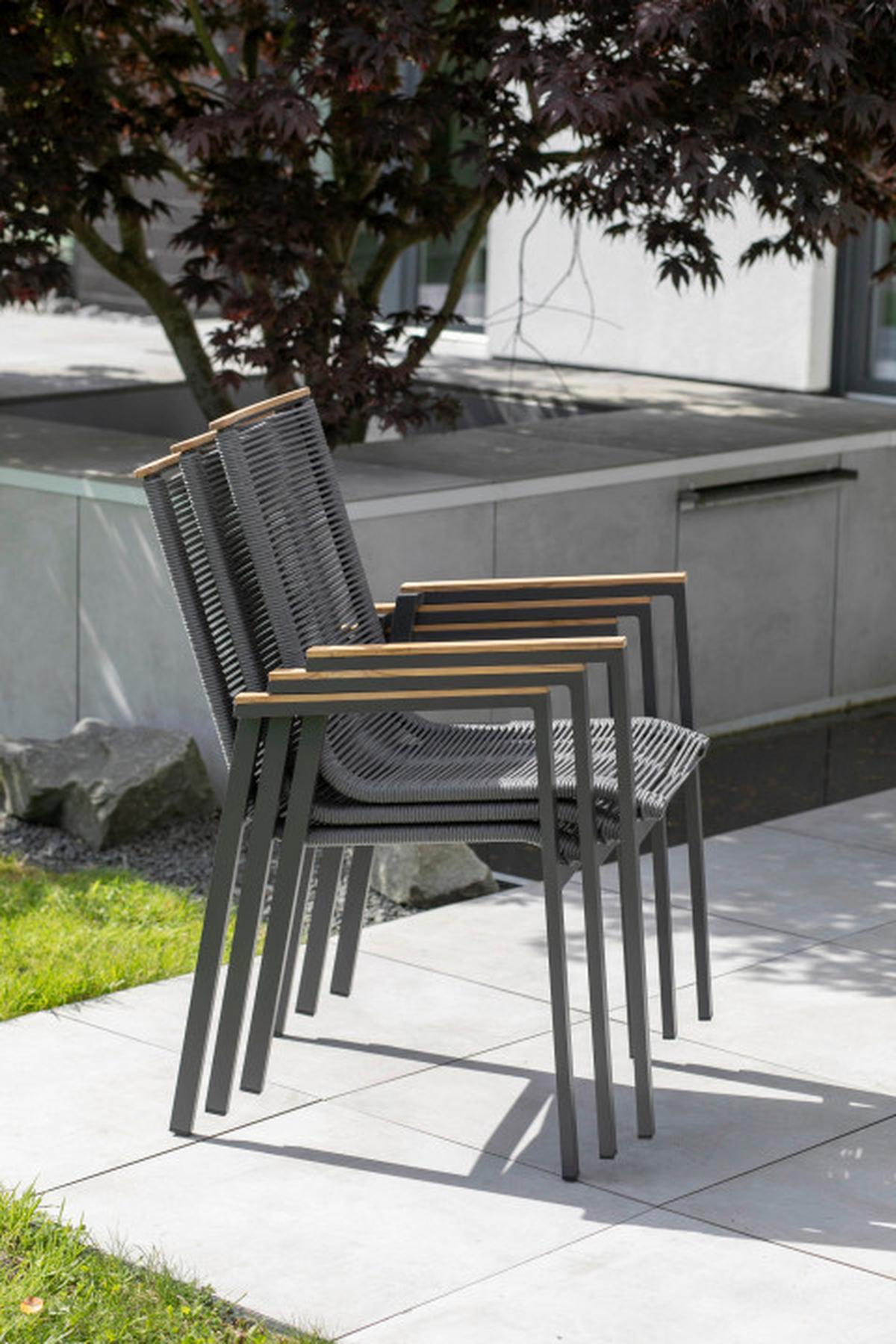 Gartensessel Stapelbar Montana Holz und Kunststoff - Grau, Basics, Holz/Kunststoff (55/87/66cm) - Gardenson