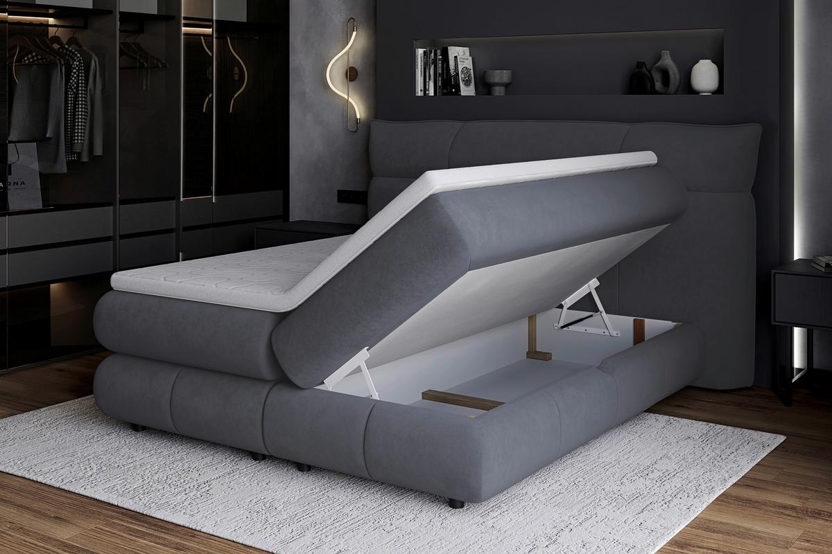 Boxspringbett Carmelo Anthrazit 180x200 cm - Anthrazit/Schwarz, Trend, Textil (180/200cm)