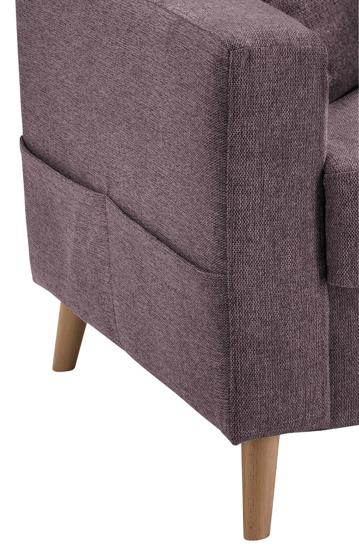 Ecksofa mit Schlaffunktion Valentina mit Kissen Bordeaux - Bordeaux/Naturfarben, KONVENTIONELL, Textil (230/200cm) - P & B
