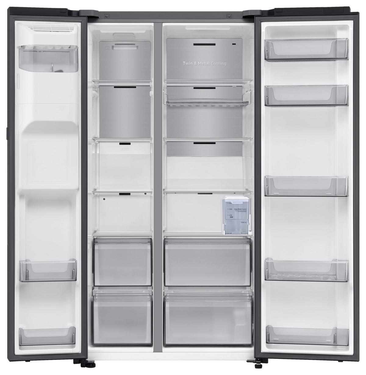 Side-by-side Rs80f67kcfef Eekl: C,  No-Frost - Schwarz, Basics, Glas/Kunststoff (91,2/178/72,6cm) - Samsung