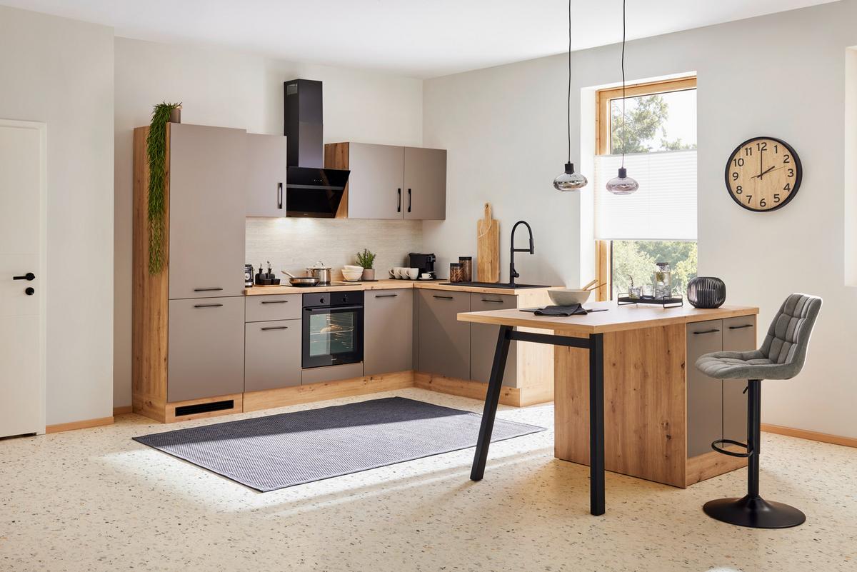 Kuchyňský blok LINZ šířka 220 cm, bez spotřebičů - šedá/černá, Moderní, kov/kompozitní dřevo (220cm)
