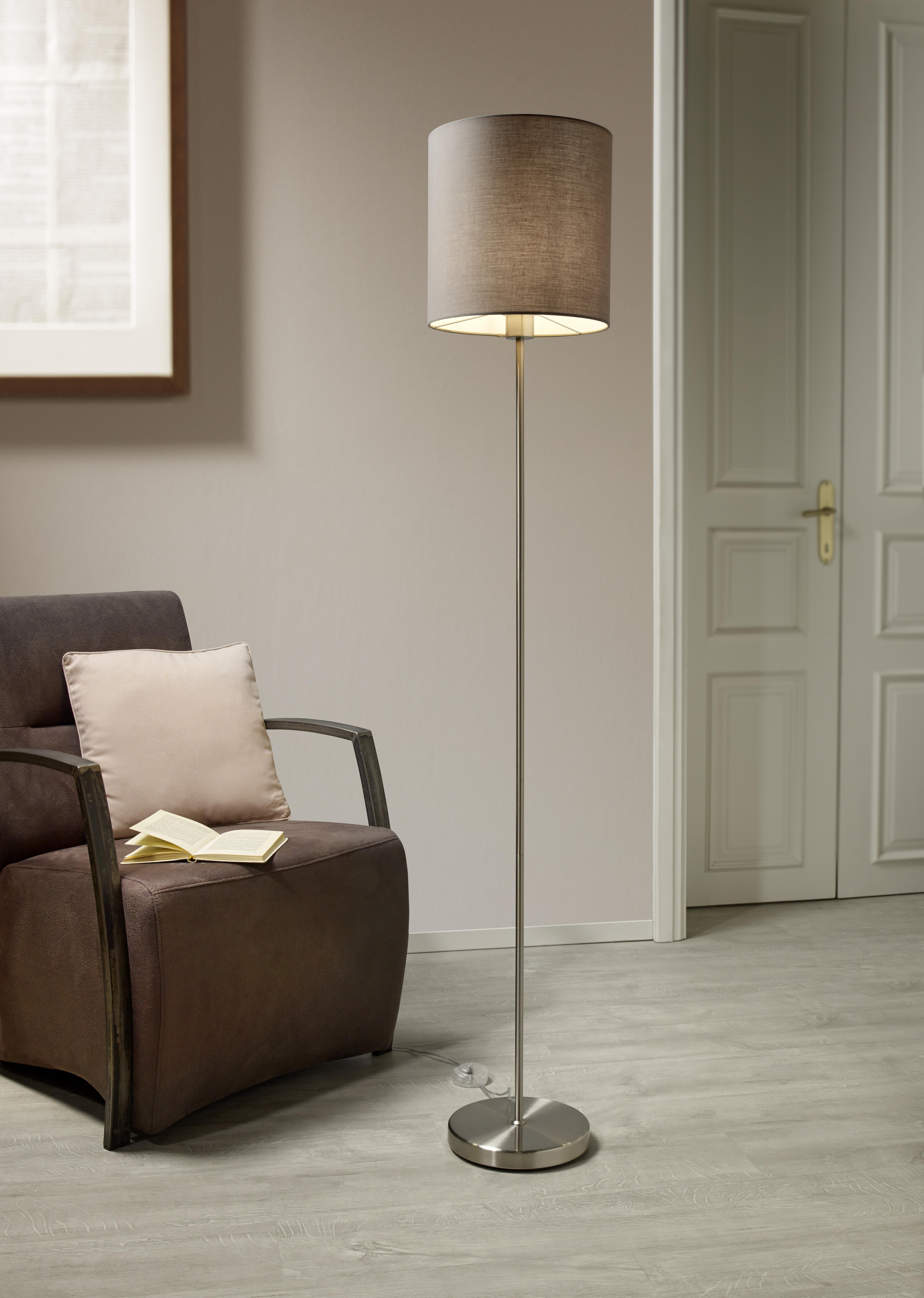 Stehlampe Mariella Taupe Mit Textil-Schirm - Taupe/Weiß, KONVENTIONELL, Textil/Metall (28/157.5cm) - James Wood