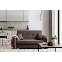Schlafsofa Laine Braun, B: 155 cm - Silberfarben/Braun, Design, Textil (155/105/75cm) - MID.YOU