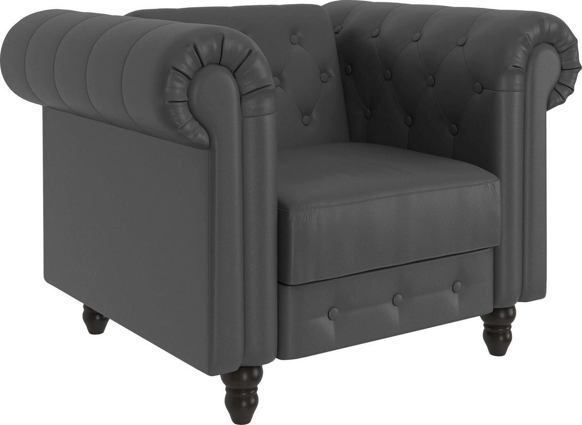 Sessel Firenze Grau, Relaxfunktion - Schwarz/Grau, Basics, Textil (111/83/87cm) - Livetastic