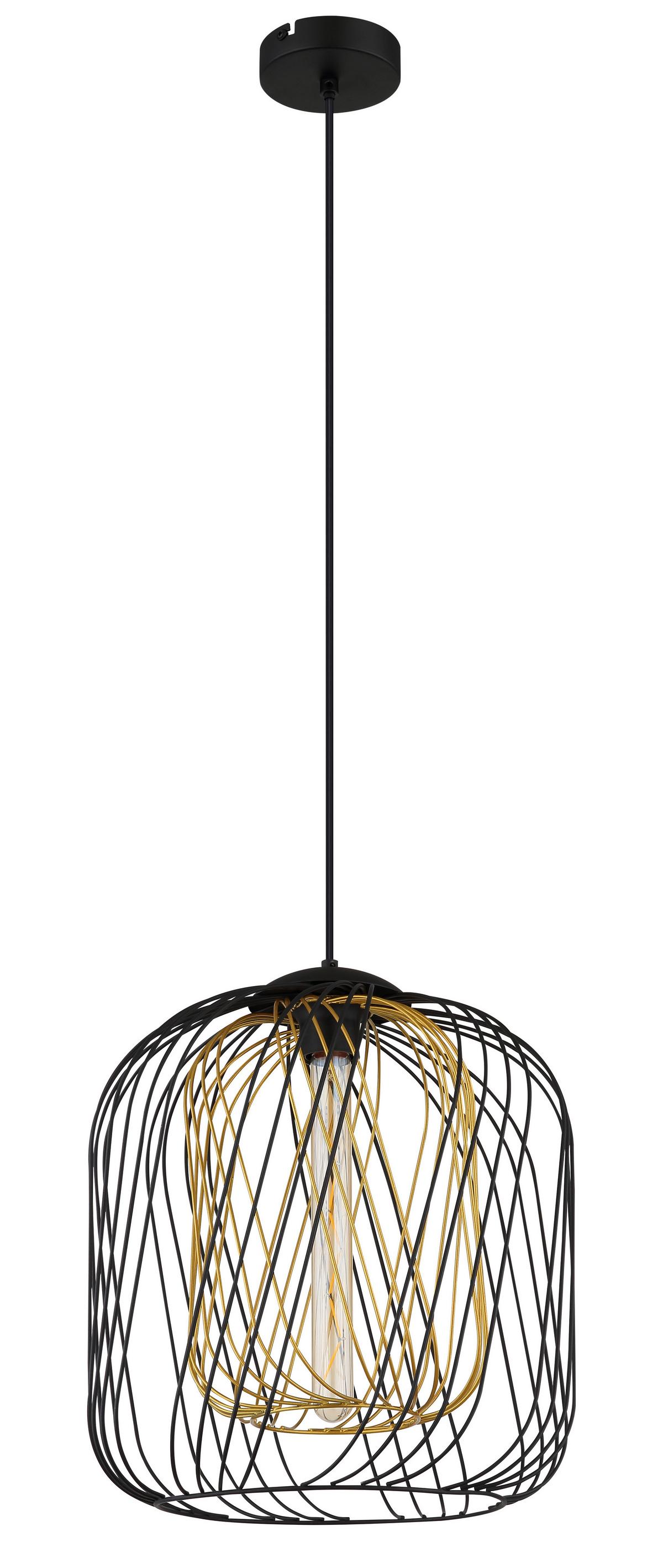 Hängeleuchte Dichti Schwarz Goldfarben D: 35 cm - Goldfarben/Schwarz, Basics, Kunststoff/Metall (35/150cm) - Globo