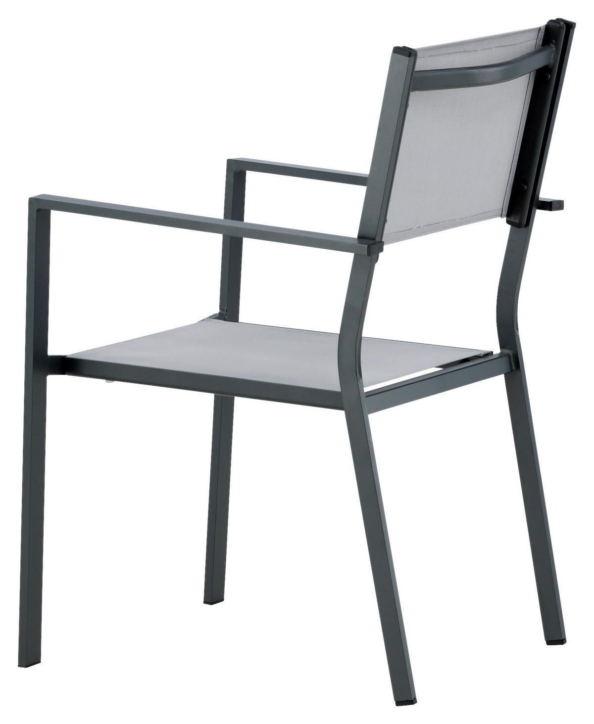Gartensessel Stapelbar Copacabana Aluminium - Schwarz/Grau, KONVENTIONELL, Textil/Metall (56,5/88/61cm) - Gardenson