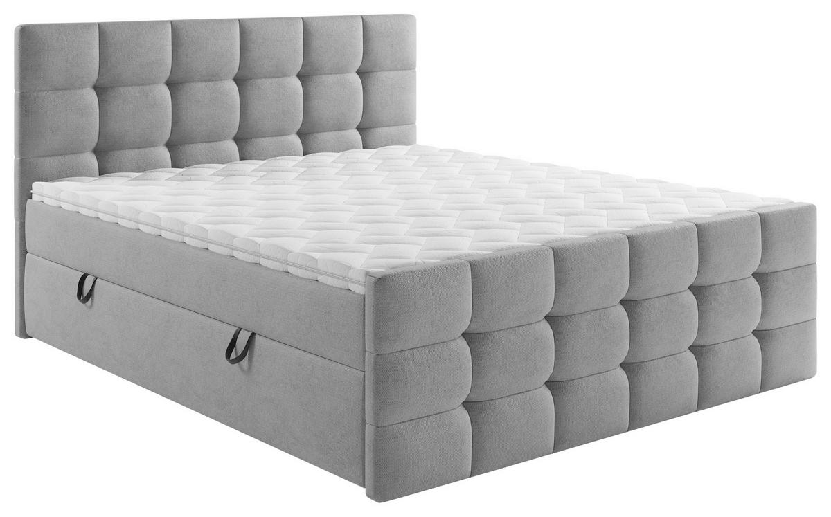 Polsterbett Mit Matratze 180x200 Memphis Grau - Schwarz/Grau, KONVENTIONELL, Holzwerkstoff/Textil (180/200cm)