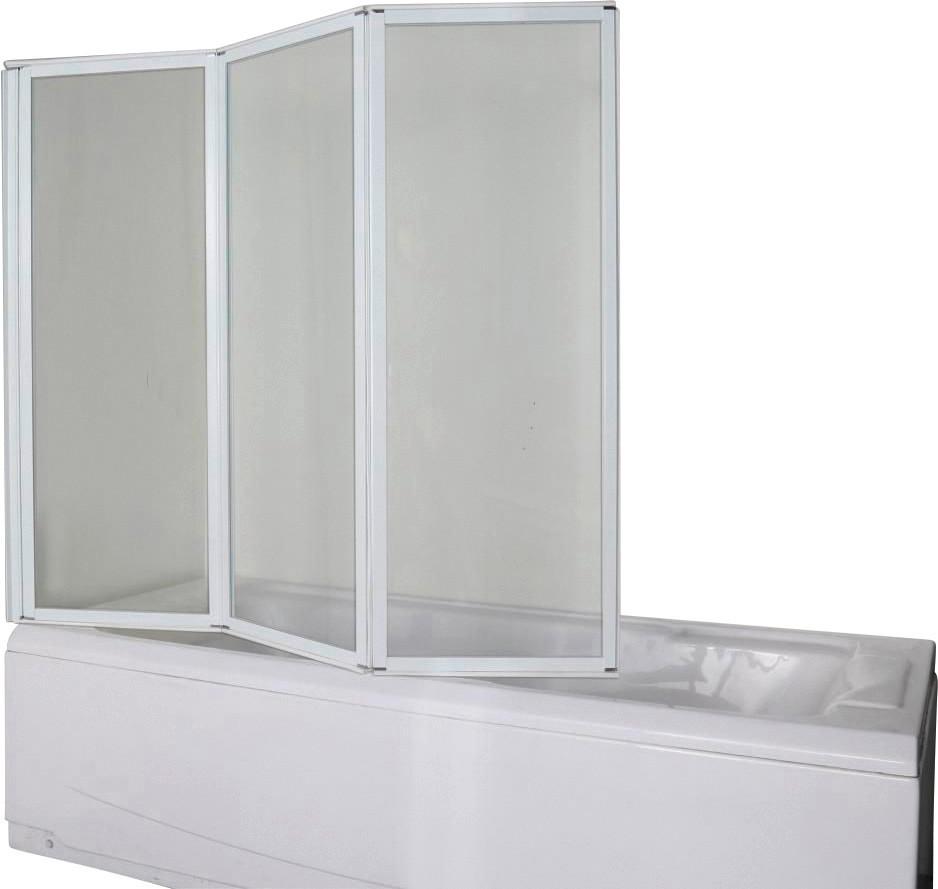 Trojdielna vaňová zástena E1333W - biela, Modern, kov/sklo (130/121cm)