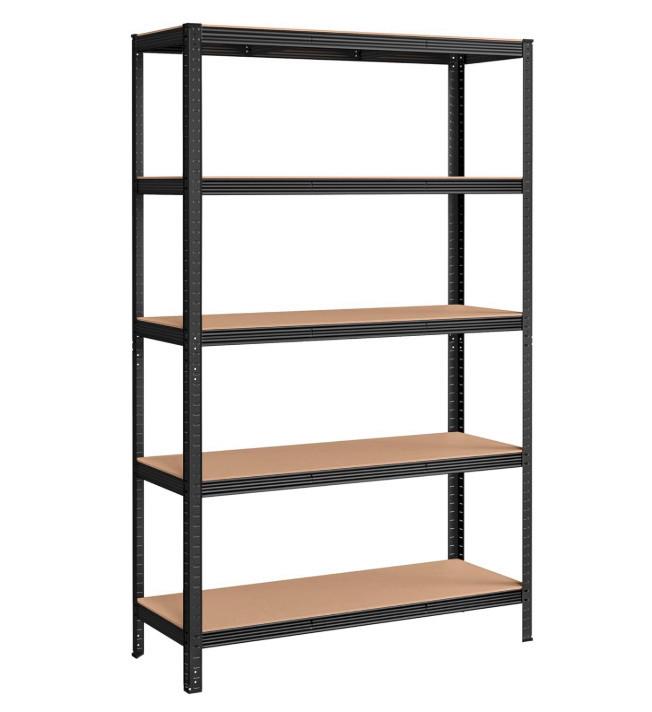 Schwerlastregal Schwarz, Hellbraun B: 120 cm - Hellbraun/Schwarz, Basics, Holzwerkstoff/Metall (120/200/60cm)